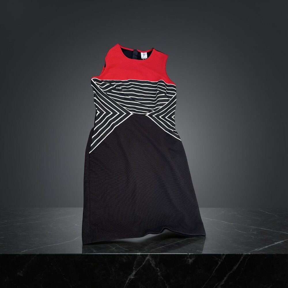 NWOT Julia Jordan Striped Black/Red Colorblock Dress, size 12